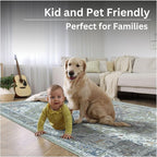Bloom Rugs Washable Non-Slip 8' x 10' Rug - Green/Blue Traditional Medallion Area Rug for Living Room, Bedroom, Dining Room, and Kitchen - Exact Size: 8' x 10'