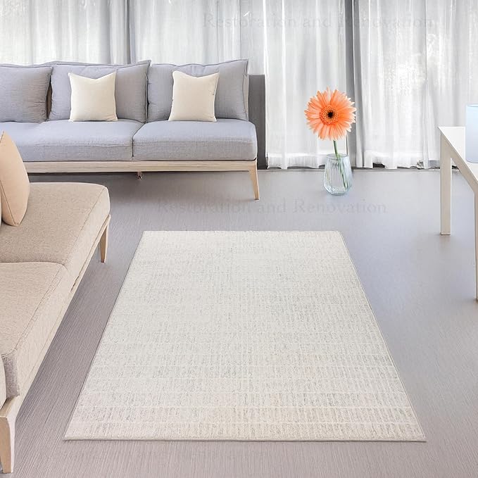 Hand-Tufted 100% Wool Area Rug – Unique Modern Geometric Grid Pattern, Soft Plush Textured Carpet for Living Room, Bedroom, Dining Room & Entryway (Grey, 8' x 12')