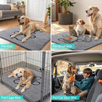Smiry Dog Door Mat for Muddy Paws, Absorbent Dirt Trapper Non Slip Quick Dry Washable Chenille Mat for Mud Dogs, Entry Rug for Indoor and Outdoor (40x32 Inches, Grey and Black)
