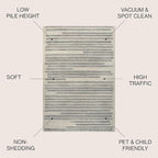 JONATHAN Y Khalil Modern Berber Stripe Cream/Gray Indoor Area Rug, 5x8, Contemporary, Bohemian, Easy-Cleaning for Living Room, Bedroom, Kitchen, Pet Friendly, Non-Shedding (MOH207C-5)