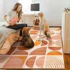 MUJOO Area Rug 6x9,Washable Rugs for Living Room Bedroom Dining Room,Large Boho Throw Floor Carpet Non Slip Soft Modern Abstract Bohemian Orange