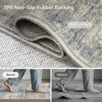 Bavni Washable Rug, Soft Abstract Rugs Non-Slip, Thin Foldable 6x9 Rug, Modern Stain Resistant Area Rug for Living Room, Kitchen, Bedroom, Blue/Light Grey