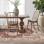LUMI 8x12 Washable Area Rug for Living Room, Ultra Soft Traditional Vintage Red Rugs Non Slip with Rubber Backing, Low Profile, High Traffic, Stain Resistant Carpets, Ideal for Bedroom, Dining Room