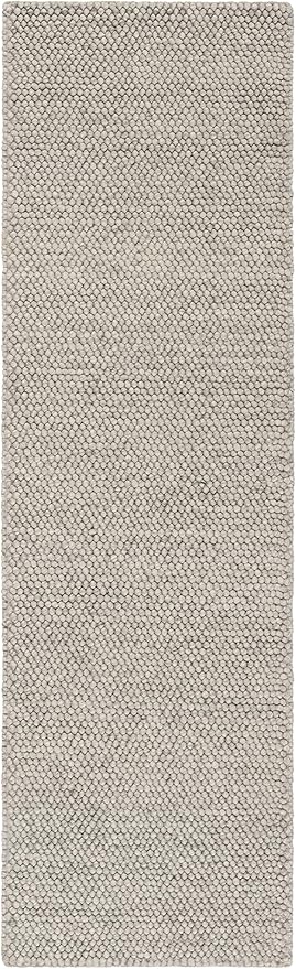 SAFAVIEH Natura Collection Runner Rug - 2'3" x 12', Silver, Handmade Wool Blend, Textured Design, Ideal for Hallway, Bedroom, Foyer (NAT620C)