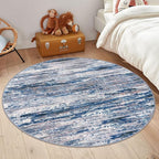 5' Round Rug Washable Rug for Entryway, Navy Blue Gray Neutral Multi Soft Non-Slip Area Rugs Modern Abstract Low-Pile Carpet, Neutral Vintage Circle Rugs for Living Room Dining Bedroom Foyer