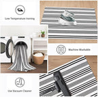 Outdoor Rug Front Door Mat 2'x4.3', Cotton Indoor Doormat Washable Black and White Striped Rug, Foldable Reversible Layered Door Mats for Entryway/Farmhouse/Home Entrance
