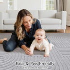 SHACOS Soft Cozy Fluffy Arch Pattern High Low Pile Area Rugs 6'x9' Large Non Slip Washable Modern Geometric Rug Scandinavian Minimalist Carpet for Living Room Bedroom Dining Room, Light Grey