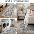 jinchan Runner Rug 2x5 Vintage Hallway Rug Boho Washable Runner Floral Medallion Retro Lightweight Non Slip Classic Thin Soft Carpet for Kitchen Bedroom Bathroom Laundry Room Doorway Grey