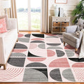 MUJOO Pink Rug Washable,6x9 Area Rugs for Living Room Bedroom Dining Room,Boho Large Throw Floor Carpet Non Slip Soft Modern Abstract Pink and Grey