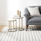 Home Conservatory Ladder Stripe Grey/Ivory Handwoven Wool 6 X 9 Feet, Grey/Ivory Stripe Pattern