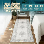 Istana Hallway Runner Rug 2.5x8 – Pink Beige Whisper/Grey/Blue Entryway Rug -Silk's Soft Touch Runners for Hallways - Stylish Kitchen Runner Rug Non Slip