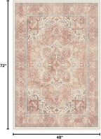 RUGGABLE Washable Area Rug – Kamran Rose Pink 4x6, Stain-Resistant, Non-Slip – Medium Machine Washable Rugs for Living Room, Bedroom, Hallway, Entryway & Office–with Cushioned Pad