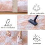 8x10 Area Rugs for Living Room Bedroom, Soft Fluffy Shaggy Bedside Rug, Indoor Floor Carpet for Kids Playroom, Dorms, Nursery Rooms, Home Decor (Pink & White 8'x10')