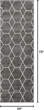 Unique Loom Trellis Frieze Collection Area Rug - Geometric (2' x 6' 1" Runner Dark Gray/Ivory)