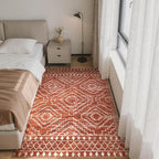 Wonnitar Moroccan 4x6 Bedroom Area Rug, Washable Soft Rug for Living Room, Non-Slip Bohemian Large Rug Non-Shedding Low Pile Floor Carpet for Kitchen Guest Room Entrance (Brown,4'x6')