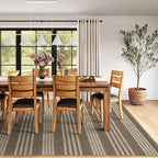 Lahome Striped Non Shed Easy Jute Rug, 5x7 Large Living Dining Room Rug Washable Outdoor Patio Rug, Farmhouse Neutral Non Slip Stain Resistance Indoor Outdoor Carpet for Sunroom Bedroom, Khaki