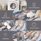 Ciicool Modern Abstract Swirl Area Rug, 2x3 Grey Navy Washable Small Entryway Rug, Low Pile Soft Non-Slip Kitchen Rug Thin Throw Rugs Room Mat Foldable Bathroom Rugs Non-Shedding Floor Carpet Indoor