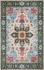 WILLSUN Washable Area Rugs, 2x6 Non-Slip Boho Area Rugs for Kitchen, Living Room, Bedroom, Machine Washable Vintage Rug, Indoor Floral Print Carpet for Home Decor, Kid & Pet Friendly Mat