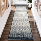 Lahome Moroccan Washable Runner Rug 2x6, Black Stain Resistant Non-Slip Kitchen Rug Runner, Ultra-Thin Geometric Print Distressed Floor Carpet for Entryway Laundry Bedroom