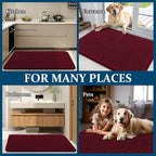 OLANLY Dog Door Mat for Muddy Paws 47x17, Absorbs Moisture and Dirt, Absorbent Non-Slip Washable Doormat, Quick Dry Chenille Mud Mat for Dogs, Entry Indoor Entryway Carpet for Inside Floor, Burgundy