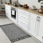 Collive Black Bathroom Rug, 2' x 3' Hand-Woven Washable Small Kitchen Rugs, Cotton Reversible Entryway Rug Modern Farmhouse Carpet for Foyer Bedroom Back Door