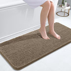 OLANLY Bathroom Rugs 47x20, Extra Soft Absorbent Chenille Bath Rugs, Rubber Backing Quick Dry, Machine Washable Bath Mats for Bathroom Floor, Tub and Shower, Home Decor Accessories, Tan