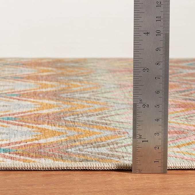 Dash & Albert Seneca Stone Machine Washable Rug, 5 X 8 Feet, Multi Graphic Pattern