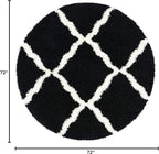 SAFAVIEH Dallas Shag Collection Area Rug - 6' Round, Black & Ivory, Trellis Design, Non-Shedding & Easy Care, 1.5-inch Thick Ideal for High Traffic Areas in Living Room, Bedroom (SGD257Z)