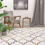 Alfa Rich 3x5 Moroccan White Washable Area Rugs for Living Room Bedroom Kitchen Decor Cotton Runner