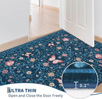 GarveeHome Area Rugs 9x12 Living Room Floral Rugs Non Slip Washable Large Bedroom Throw Carpet Stain Resistant Low Pile Blue Bow Rugs Soft Boho Bow and Flower Carpets for Nursery Home Decor, 9x12