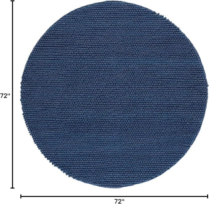 SAFAVIEH Natura Collection Area Rug - 6' Round, Navy & Blue, Handmade Wool Blend, Textured Design, Ideal for Living Room, Bedroom, Dining Space (NAT620M)