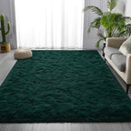 Large Shag Area Rugs 9 x 12, Plush Fuzzy Rugs for Living Room, Ultra Soft Fluffy Furry Rug for Bedroom, Indoor Carpet Nursery Rugs for Kids Room Home Decor, Dark Green
