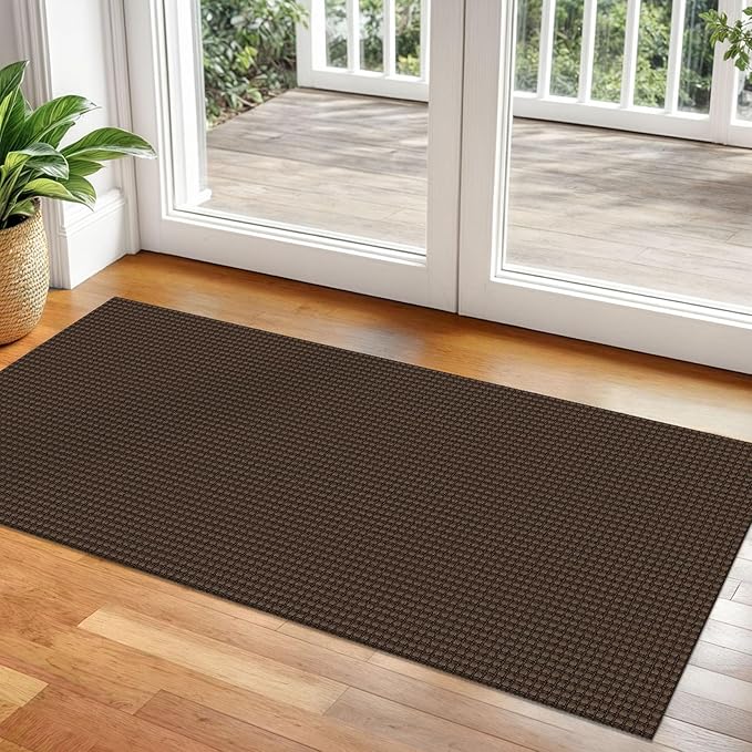 Braided Runner Rug 2x5 Ft Washable Runners for Hallways Non Slip Rubber Backed Kitchen Runners Cotton Entryway Runner Indoor, Woven Floor Carpet for Hall Kitchen Bedroom, Brown