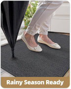 Color&Geometry Ultra-Thin Indoor Door Mat, 22.6"x31.5" Low-Profile Non-Slip Entryway Rug with Modern Geometric Texture, Washable Doormat for Entrance, Front Doors, Grey (Rolled-up NO Creases)