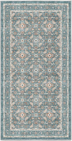 WITSHOCK Washable 2x4 Entryway Area Rug: Soft Non-Slip Backing Washable Rugs Vintage Flower Boho Accent Small Rugs for Bedroom, Kitchen, Bathroom, Nursery Entrance,Teal Blue