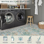 Lahome Floral Washable Kitchen Runner Rug, 2x6 Runners for Hallways Non Slip Ultra-Thin, Boho Soft Hallway Rug Forest Carpet Runners for Bedroom Bathroom Laundry Room, Green