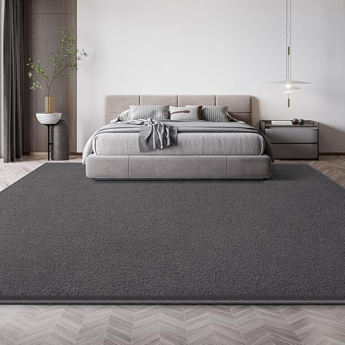 Large Modern Area Rugs for Living Room Bedroom, 6x9 Feet Dark Grey Ultra Soft Solid Thickened Memory Foam Indoor Minimalist Carpets, Non-Slip Comfy Rugs for Boys Girls Nursery Kids Room Home Décor
