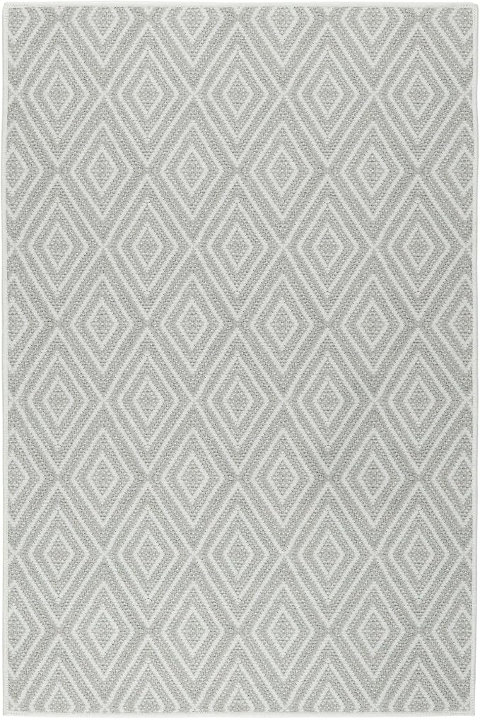 Dash and Albert Diamond Machine Washable Area Rug - 3' x 5' Platinum/White - Diamond Accent Rug - Anti-Slip Backing, Lightweight, Machine Washable, High Traffic Areas Kitchen, Mudroom, Laundry Room