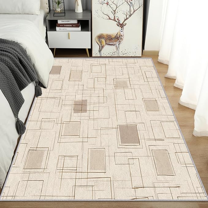 Geometric Rug Small, Washable 2x3 Throw Rug for Entryway, Modern Abstract Patterned Indoor Door Mat, Geometric Decor for Home, Bedroom, Soft Non Slip Thin Design FER52