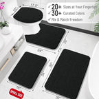OLANLY Bathroom Rugs 32x20, Extra Soft Absorbent Chenille Bath Rugs, Rubber Backing Quick Dry, Machine Washable Bath Mats for Bathroom Floor, Tub and Shower, Home Decor Accessories, Black