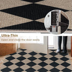 Easy Jute Checkered Runner Rug, 2.6x10 Black Modern Washable Rugs Runner for Hallway Non-Slip Kitchen Runner Rug, Geometric Diamond Indoor Outdoor Carpet for Porch Laundry Entryway