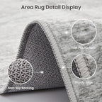 Valenrug Washable Rugs - Stain Resistant Area Rugs 9x12 Living Room, Non Slip Backing Printed Rugs for Bedroom, Folable Machine Washable Area Rug (Grey, 9'x12')
