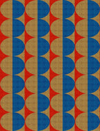 Modern Geometric Area Rug with 3D Layered Double Circle Texture Blue and Brown Red Abstract Minimalist Rugs for Living Room Bedroom Nursery Room Playroom Home Office Washable Indoor Carpet 5x7