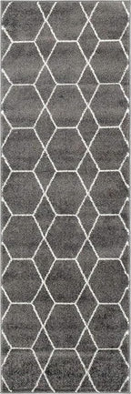 Unique Loom Trellis Frieze Collection Area Rug - Geometric (2' x 6' 1" Runner Dark Gray/Ivory)