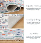 Phantoscope Washable Area Rug 4'x6' Non-Slip, Vintage Boho Rugs for Living Room, Bedroom, Dining Room, Persian Floral Medallion Pattern, Low-Pile Foldable Floor Carpet, Ivory Blue/Garden Bloom