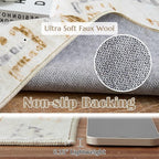 jinchan Boho 8x10 Neutral Area Rugs for Living Room - Machine Washable Moroccan Soft Throw Rug Bohemian Diamond Design Non-Slip Large Carpet for Bedroom Kitchen Dining Room Nursery (8‘x10', Tan/Grey)
