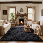 8x10 Area Rugs for Living Room Bedroom, Soft Fluffy Shaggy Bedside Rug, Indoor Floor Carpet for Kids Playroom, Dorms, Nursery Rooms, Home Decor (Black 8'x10')