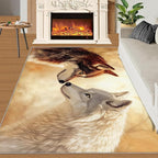 Wolf Rugs for Bedroom - 3x5 Area Rug - 3D Wolf Rugs for Living Room, Misty Forest Rug, Non-Slip Washable Home Decor Carpet