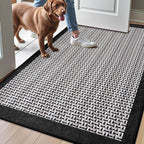 LUMI Inside Door Mat for Entry 32"x47", Absorbent, Dirt Trapper, Low Profile Thin, Non Slip Mats with Rubber Backing, Ideal for Indoor, High Traffic, Garage, Entrance, Classic Black