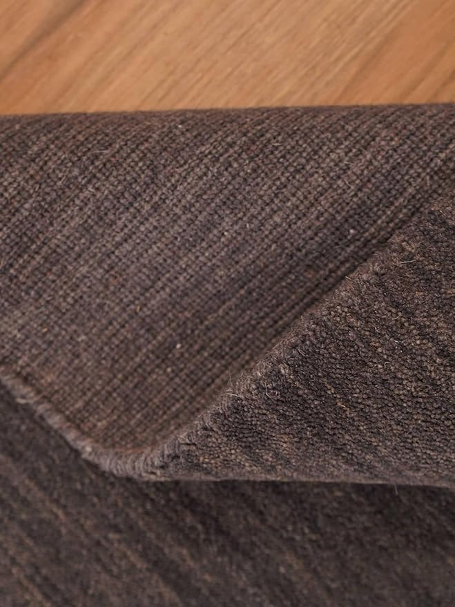 Rugsotic Carpets Hand Knotted Gabbeh Wool 5'x8' Area Rug Solid Charcoal L00111
